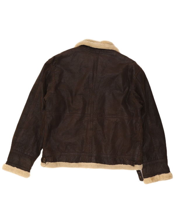 Jachetă din piele Sherpa pentru bărbați CINTI UK 42 XL maro