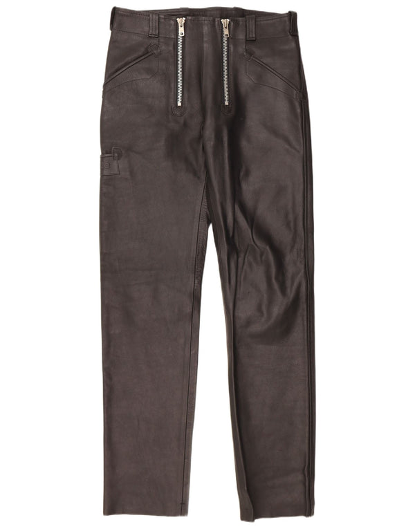 Pantaloni drepti din piele Bockle pentru femei W33 L34 negri