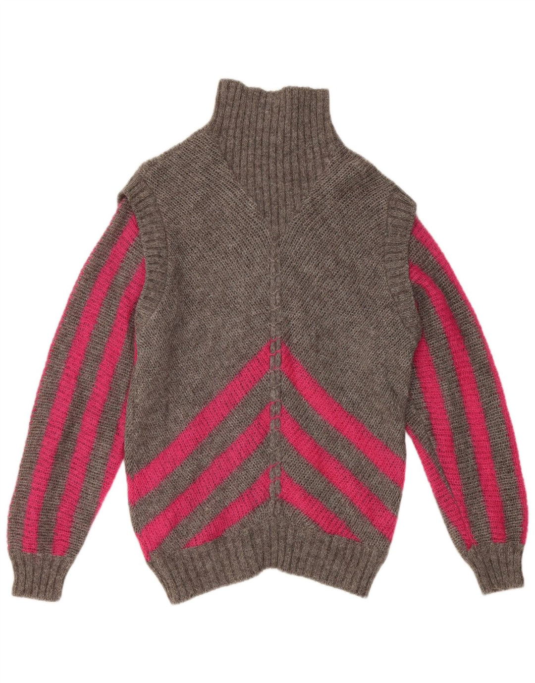 Pulover vintage pentru femei cu gât rulat IT 42 Medium Gri Dunge