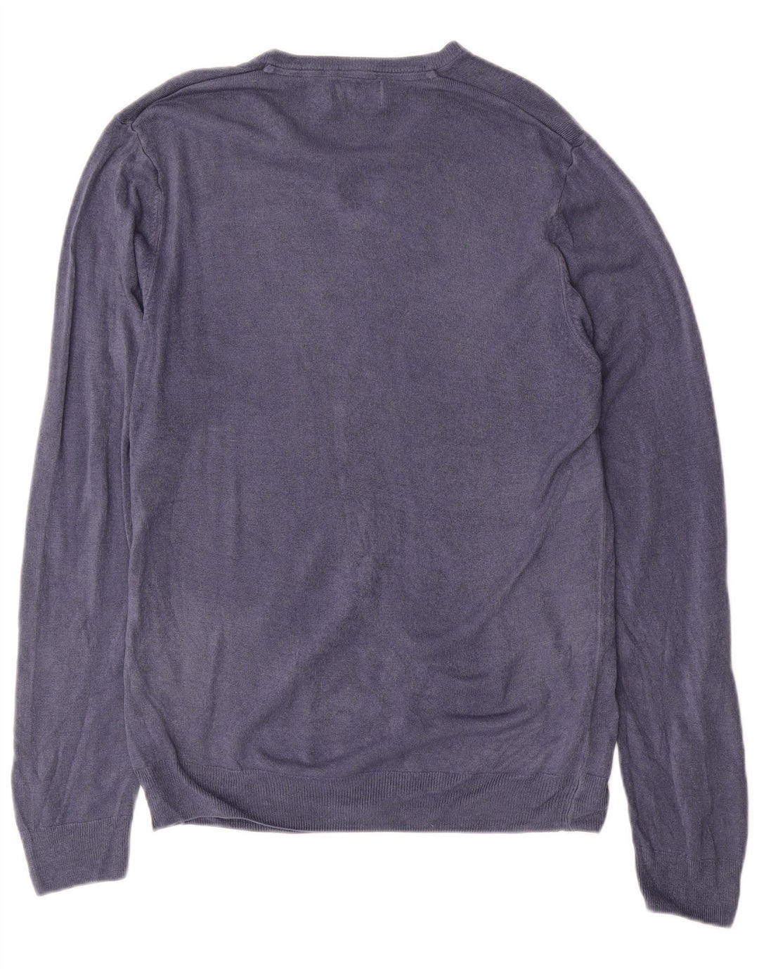 MARKS & SPENCER Mens Regular Fit V-Neck Jumper Sweater Large Blue Acrylic