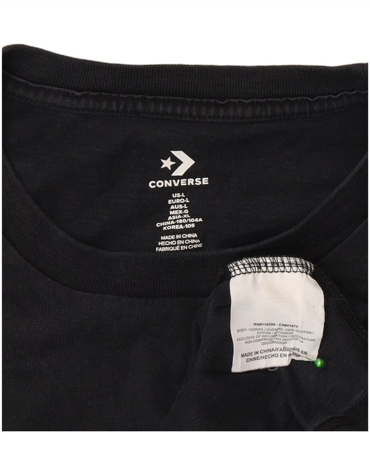 Tricou grafic Converse pentru bărbați Top mare din bumbac negru