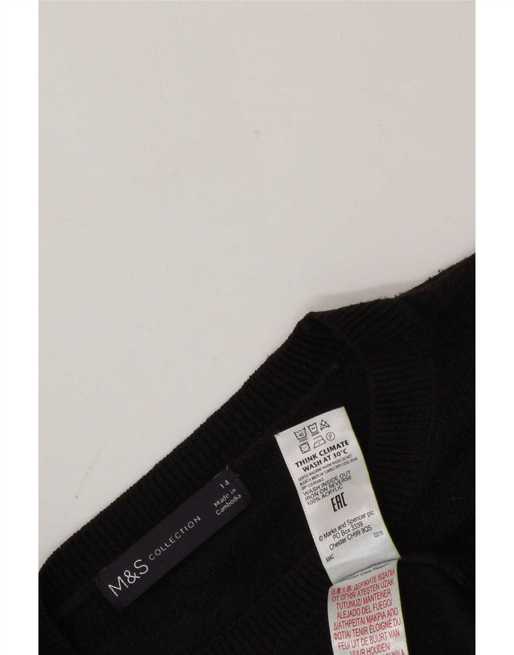 Pulover pentru femei Marks & Spencer cu decolteu triplu UK 14 Medium Negru Acrilic