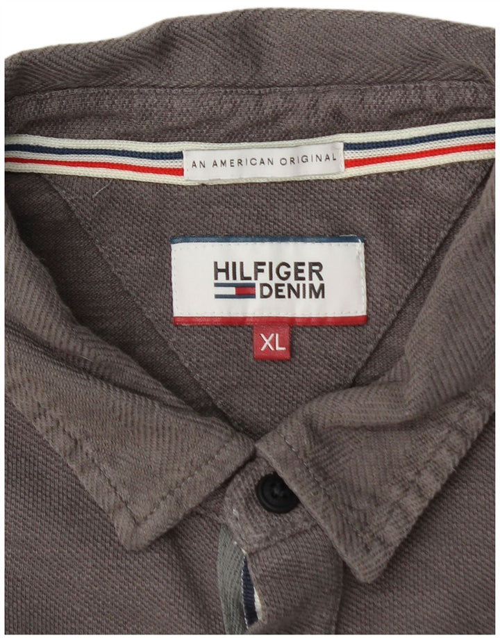 TOMMY HILFIGER Tricou polo cu mânecă lungă pentru bărbați, XL, gri