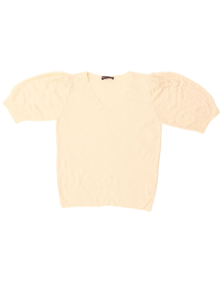 Pulover cu decolteu în V pentru femei Marks & Spencer UK 14 Medium Off White