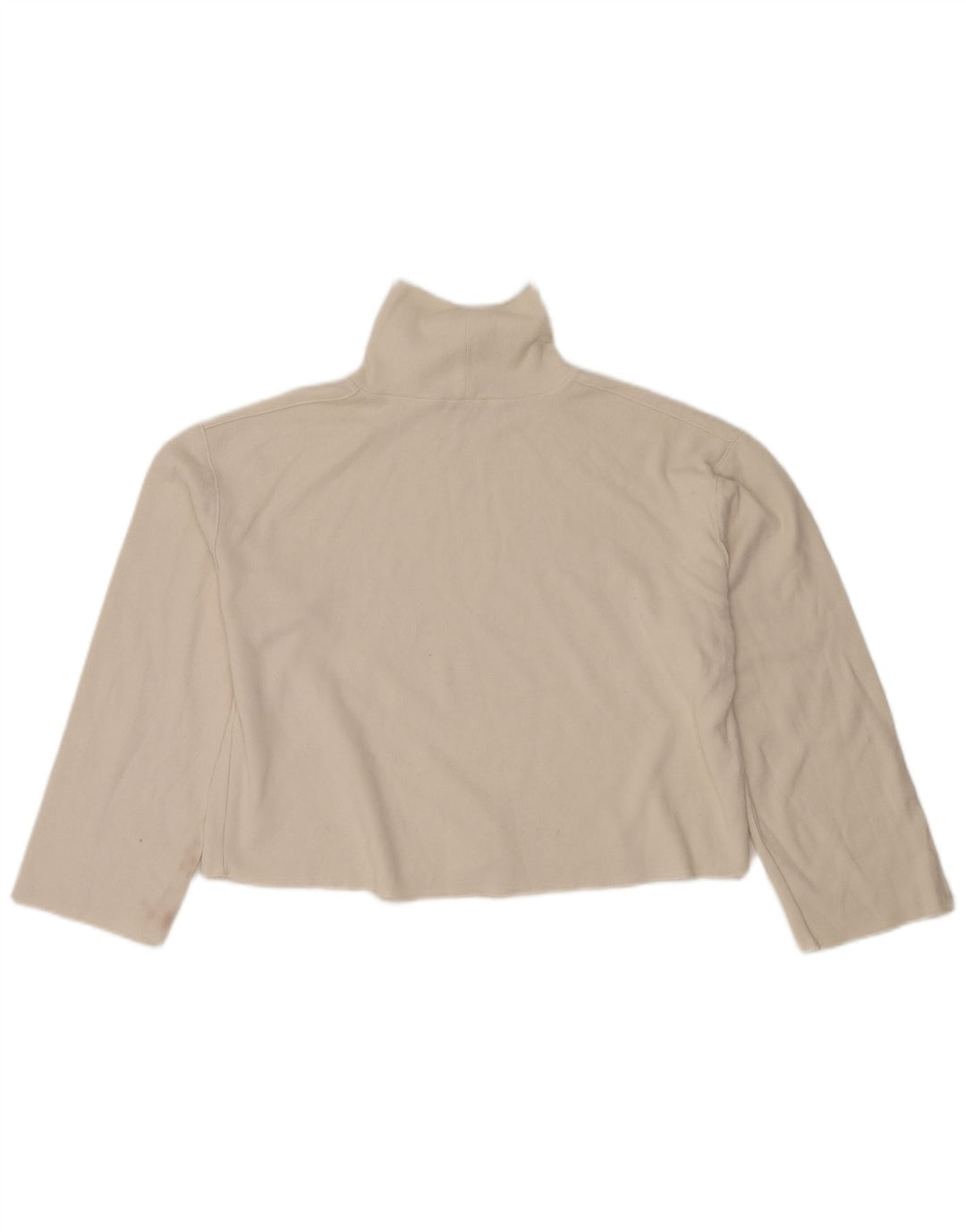 Top crop supradimensionat Zara pentru femei cu mânecă lungă UK 14, bumbac alb mediu