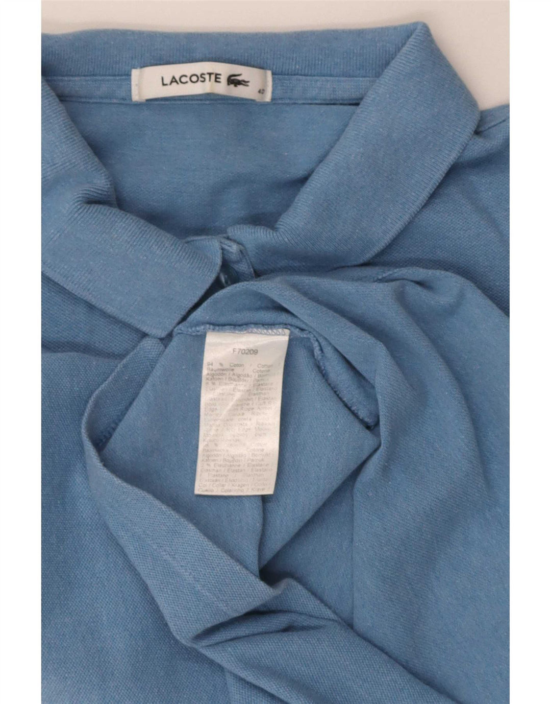 Tricou polo Lacoste pentru femei cu mânecă scurtă, cu formă normală, mărimea 40, albastru mediu