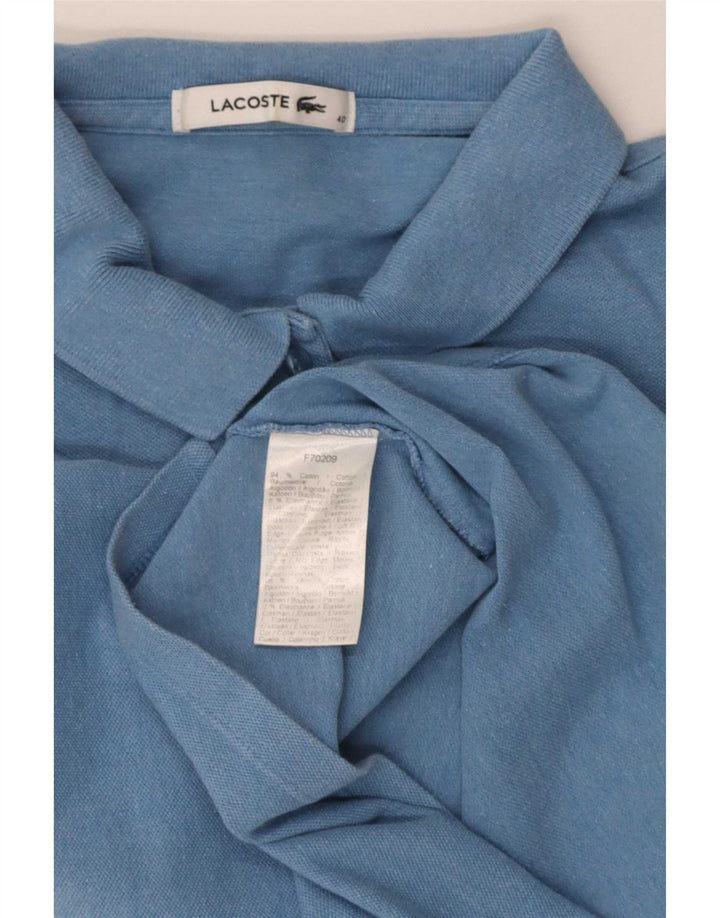 Tricou polo Lacoste pentru femei cu mânecă scurtă, cu formă normală, mărimea 40, albastru mediu