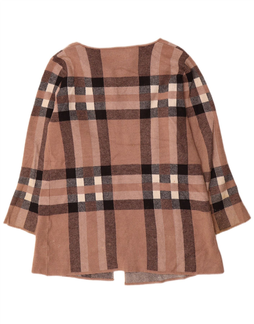Pulover cardigan pentru femei Zara Marea Britanie 16 Lână cu carouri maro mare