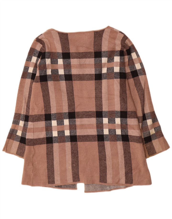 Pulover cardigan pentru femei Zara Marea Britanie 16 Lână cu carouri maro mare