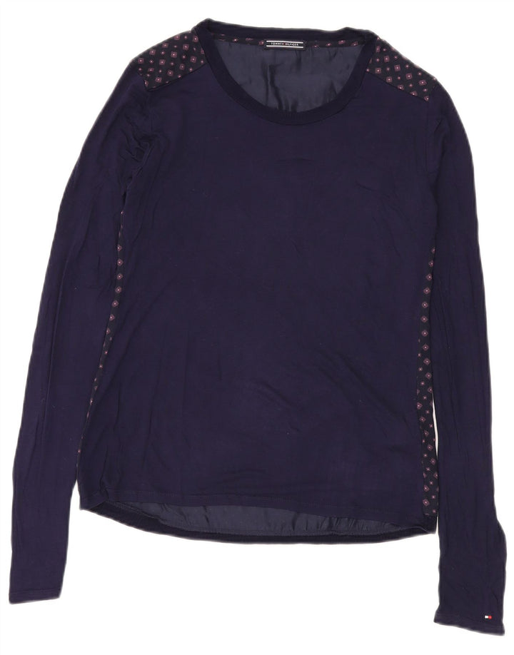 Top pentru femei Tommy Hilfiger cu mânecă lungă UK 12 Medium Bleumarin Geometric