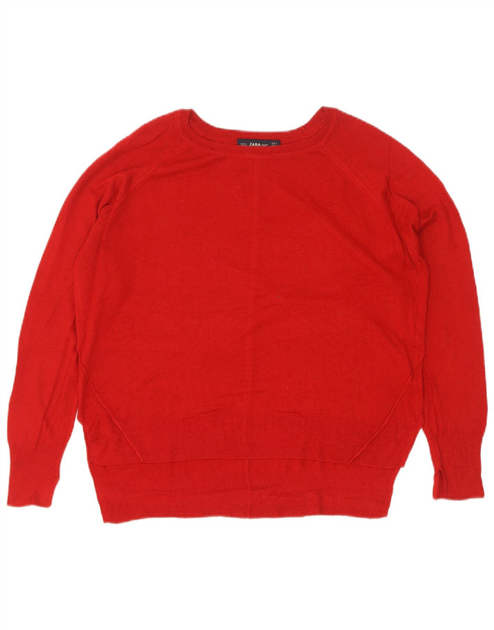 Pulover supradimensionat pentru femei Zara, cu gât de barcă, UK 10 Small Red