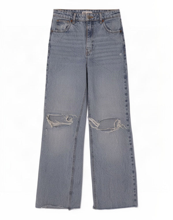 Blugi pentru femei Zara, cu talie înaltă, cu picioare largi, 36 XS W26 L30 Albastru