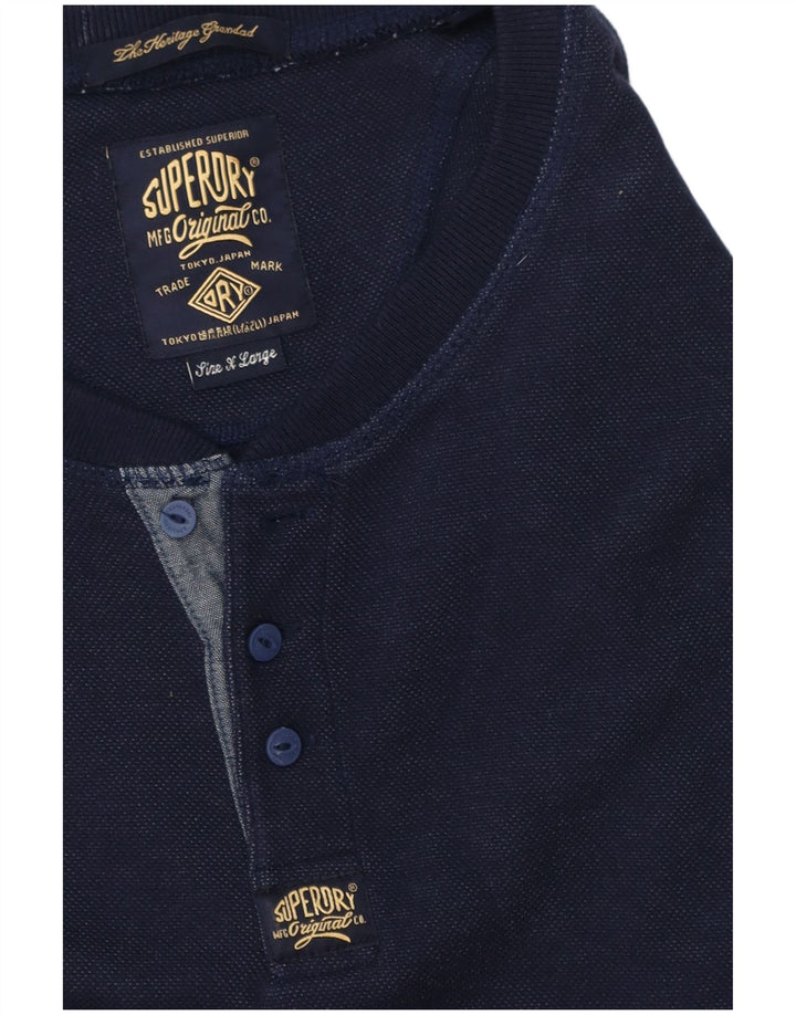 Top pentru bărbați Superdry cu mânecă lungă XL bleumarin