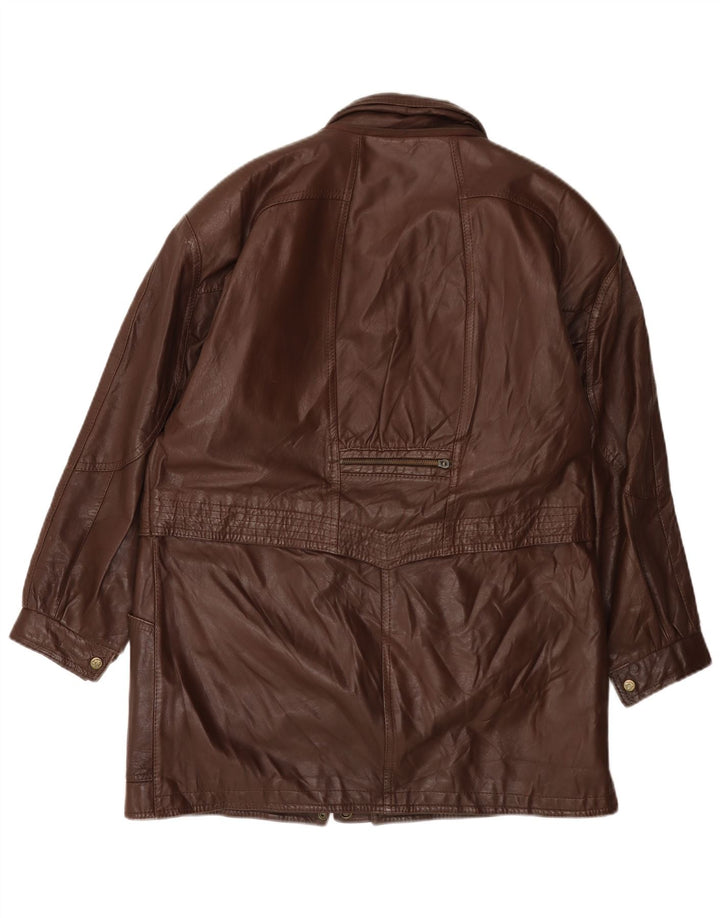 Palton de piele pentru femei VINTAGE UK 14 mare maro