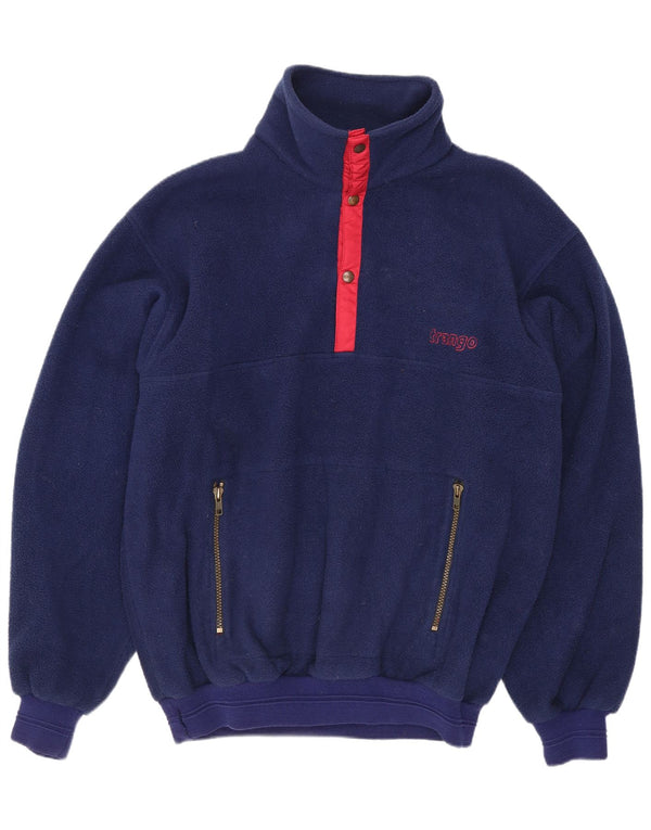 Pulover Malden pentru bărbați, cu gât cu nasturi, fleece, mare, albastru