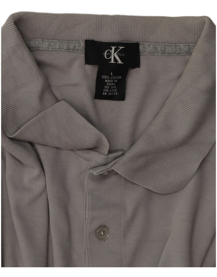Cămașă polo CALVIN KLEIN pentru bărbați, bumbac gri mare