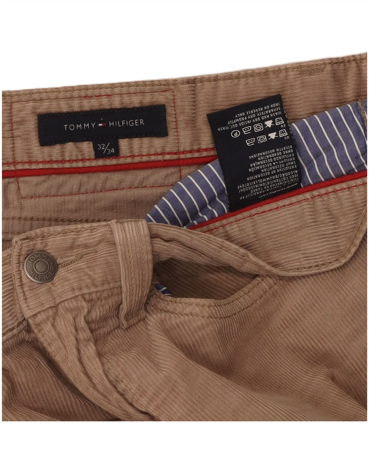 TOMMY HILFIGER Pantaloni drepti din velur pentru bărbați W32 L34 bumbac bej
