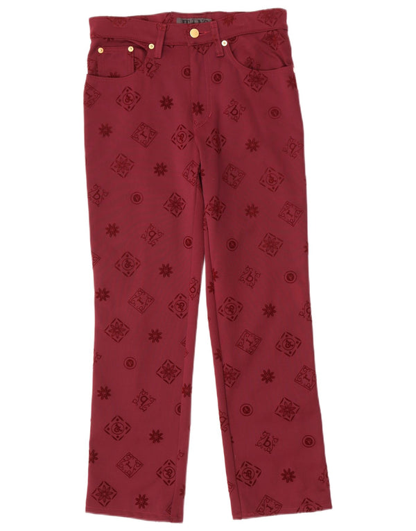 Roccobarocco Pantaloni casual pentru femei IT 42 Medium W28 L27 Burgundy Floral
