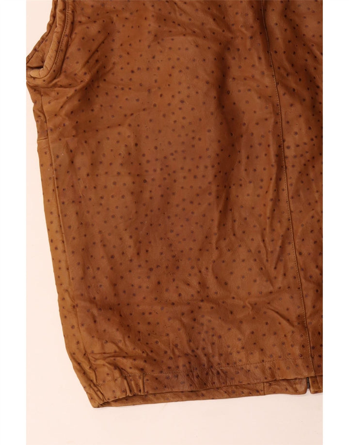 Gilet bărbați din piele VINTAGE IT 56 3XL maro cu pete