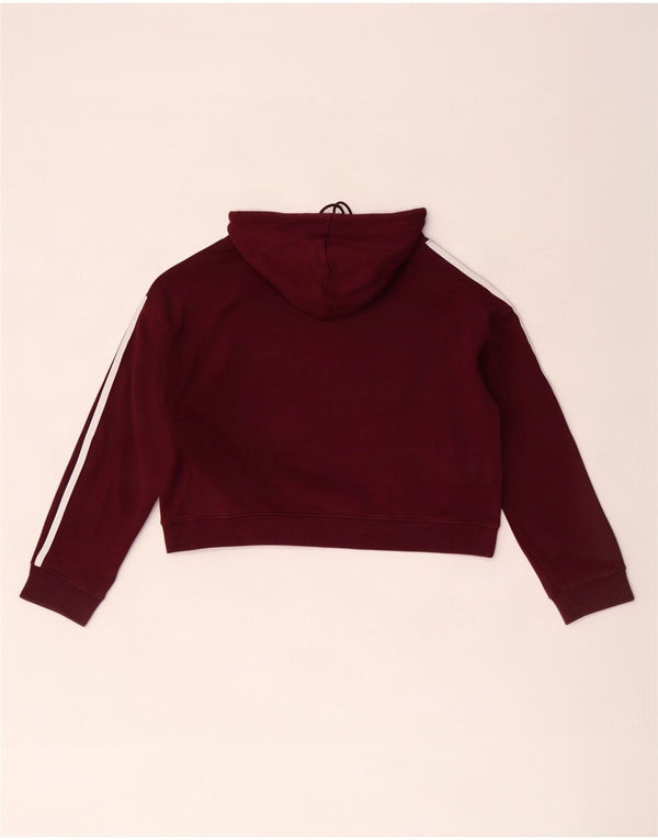 Jumper Adidas Crop Oversized Hoodie pentru femei UK 10 Small Burgundy Bumbac