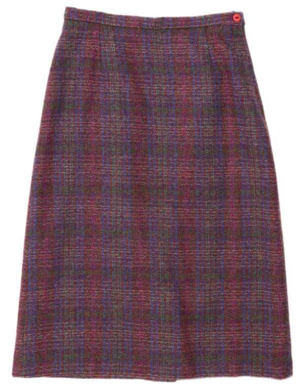 Fusta Midi Pitlochry pentru femei UK 14 Medium W30 Lână cu carouri multicolore