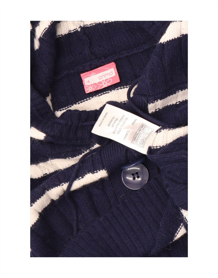 Animal Pulover cu gât cu nasturi pentru femei UK 14 Medium Bleumarin cu dungi