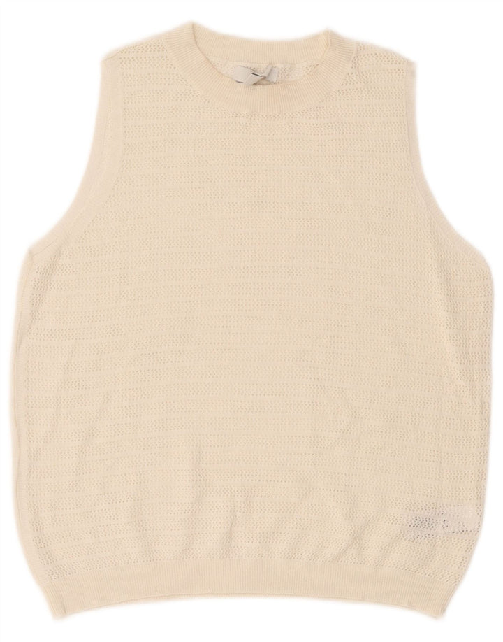 Marks & Spencer Womens Vest Tank Top UK 12 Medium Off White Poliester