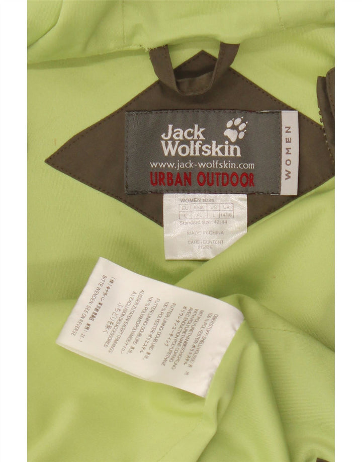 Jack Wolfskin Jachetă de ploaie cu glugă pentru femei Marea Britanie 14/16 Poliester kaki mare