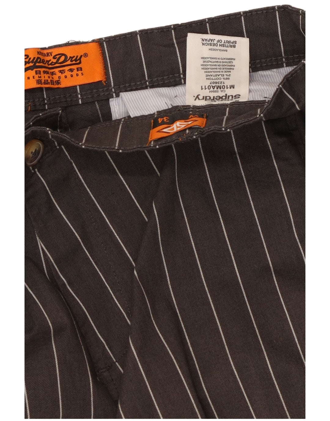 SUPERDRY Pantaloni cropped slim pentru bărbați L34 L24 bumbac cu dungi gri