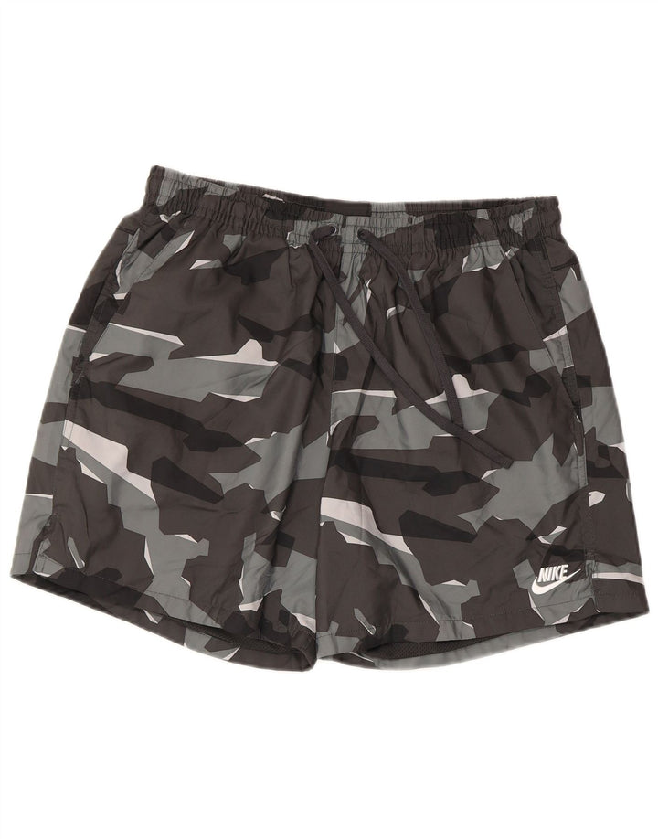 Pantaloni scurți sport Nike pentru bărbați, mari, gri, camuflaj, poliester