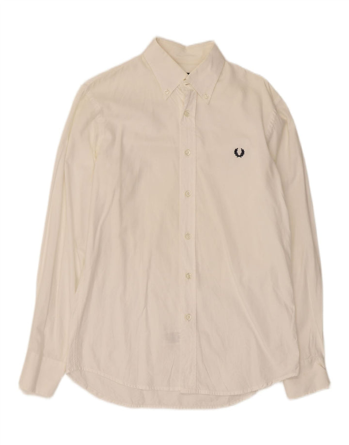 Cămașă pentru bărbați Fred Perry slim fit, bumbac alb mediu