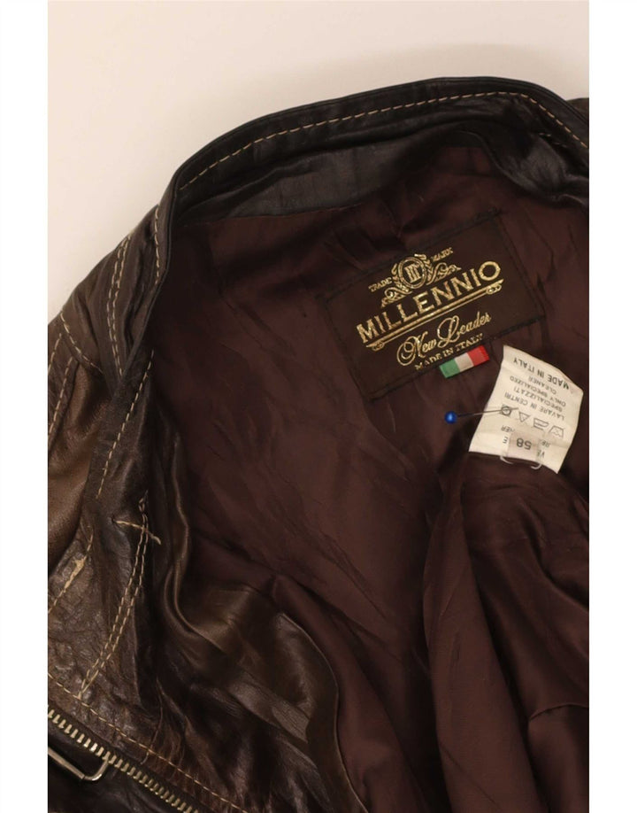 Jachetă de piele vintage pentru bărbați UK 40, mare, maro, din piele
