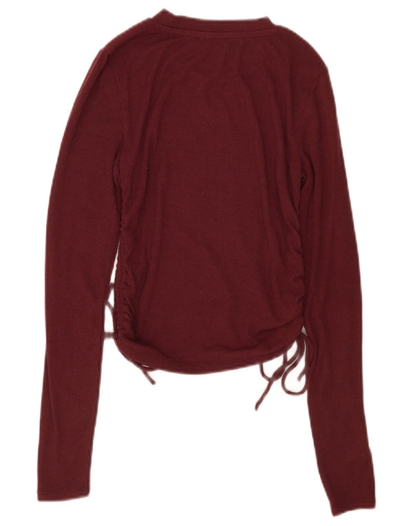 Crop Top pentru damă Zara cu mânecă lungă UK 10 Mic Bordeaux Poliester