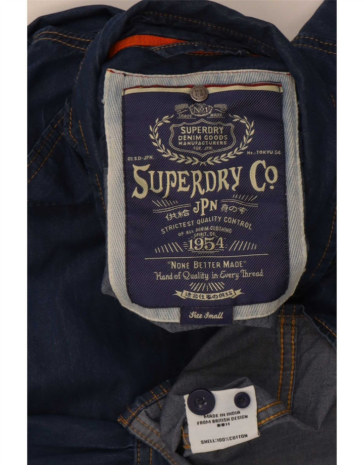 Cămașă de blugi pentru bărbați Superdry, bumbac albastru mic