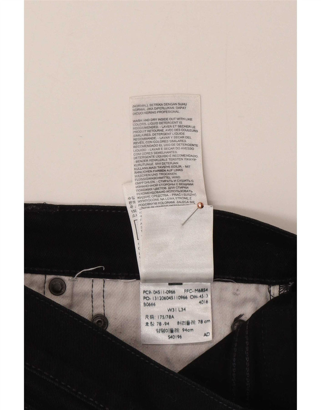 Blugi drepti tăiați pentru bărbați Levi's W31 L25 bumbac negru