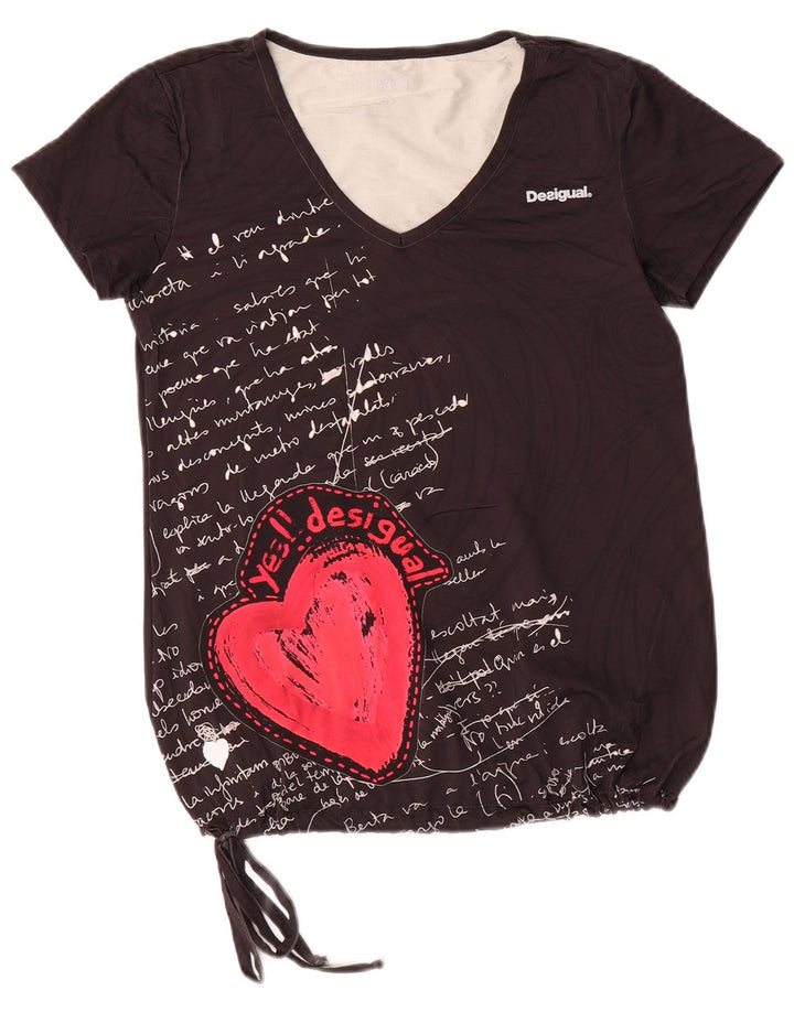 Tricou grafic Desigual pentru femei Top UK 10 Small Poliamidă neagră