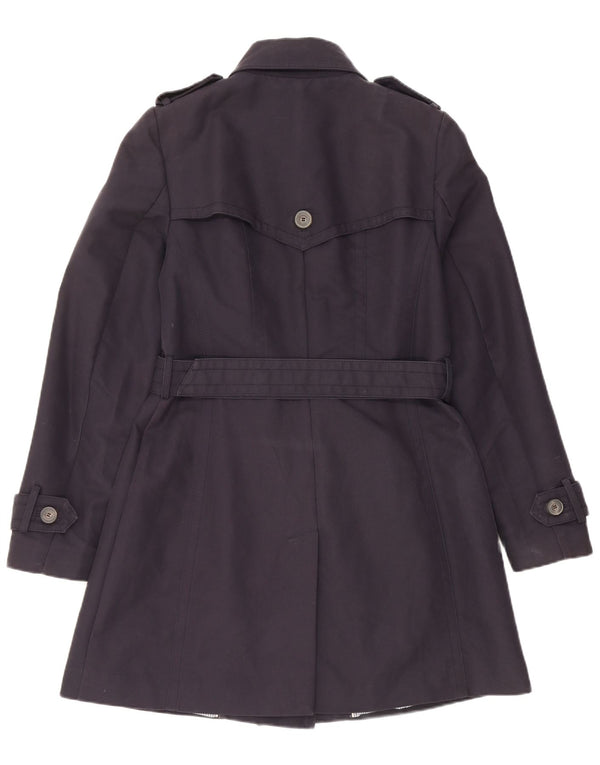 Massimo Dutti Womens Trench Coat UK 18 XL Navy Blue Cotton