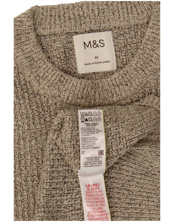 Pulover Marks & Spencer pentru bărbați, cu gât roșu, pete mediu bej