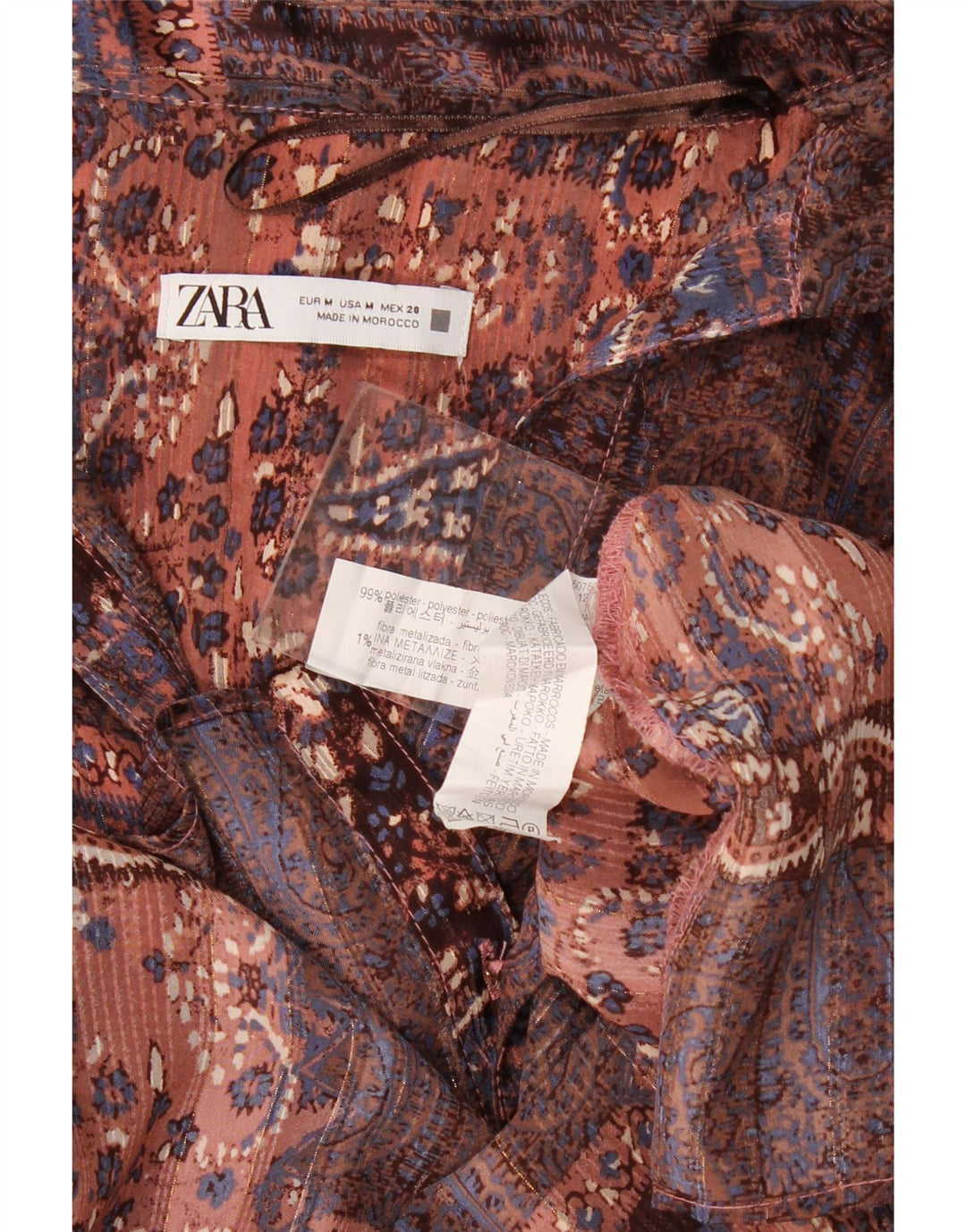 Bluză cămașă supradimensionată pentru femei Zara UK 14 Medium Multicolor Paisley