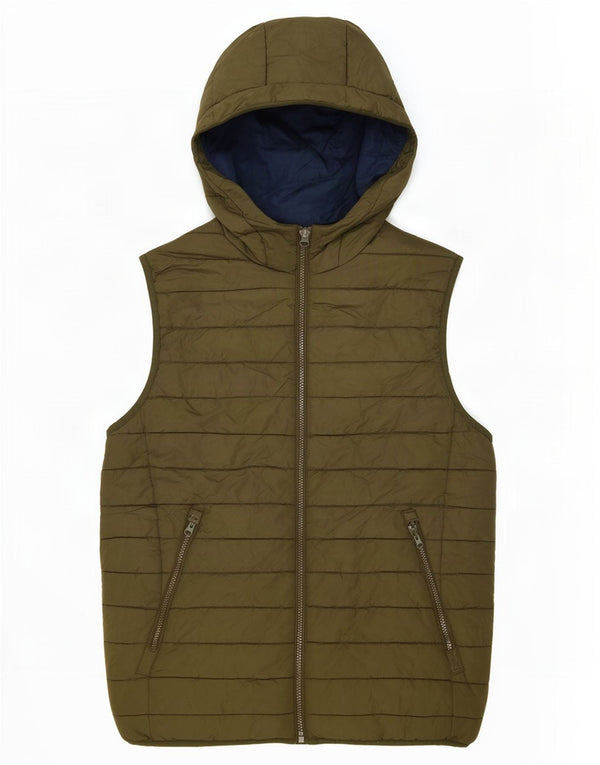 Jack & Jones Gilet căptușit cu glugă pentru bărbați UK 40 Poliester kaki mare