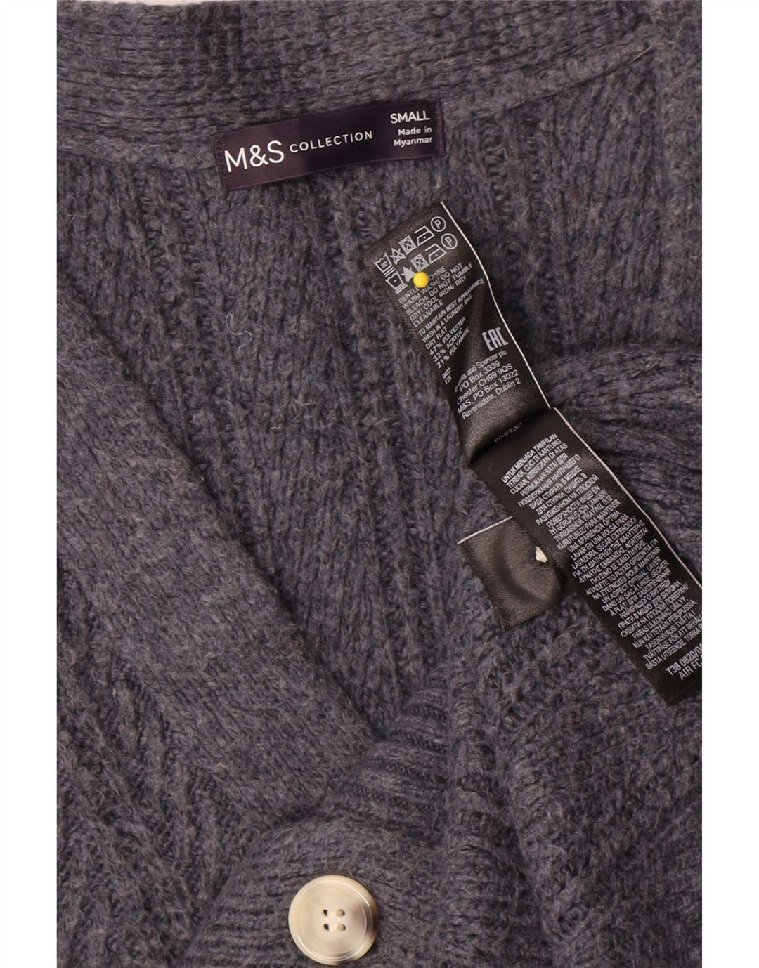 Pulover cardigan supradimensionat pentru femei Marks & Spencer UK 10 mic gri