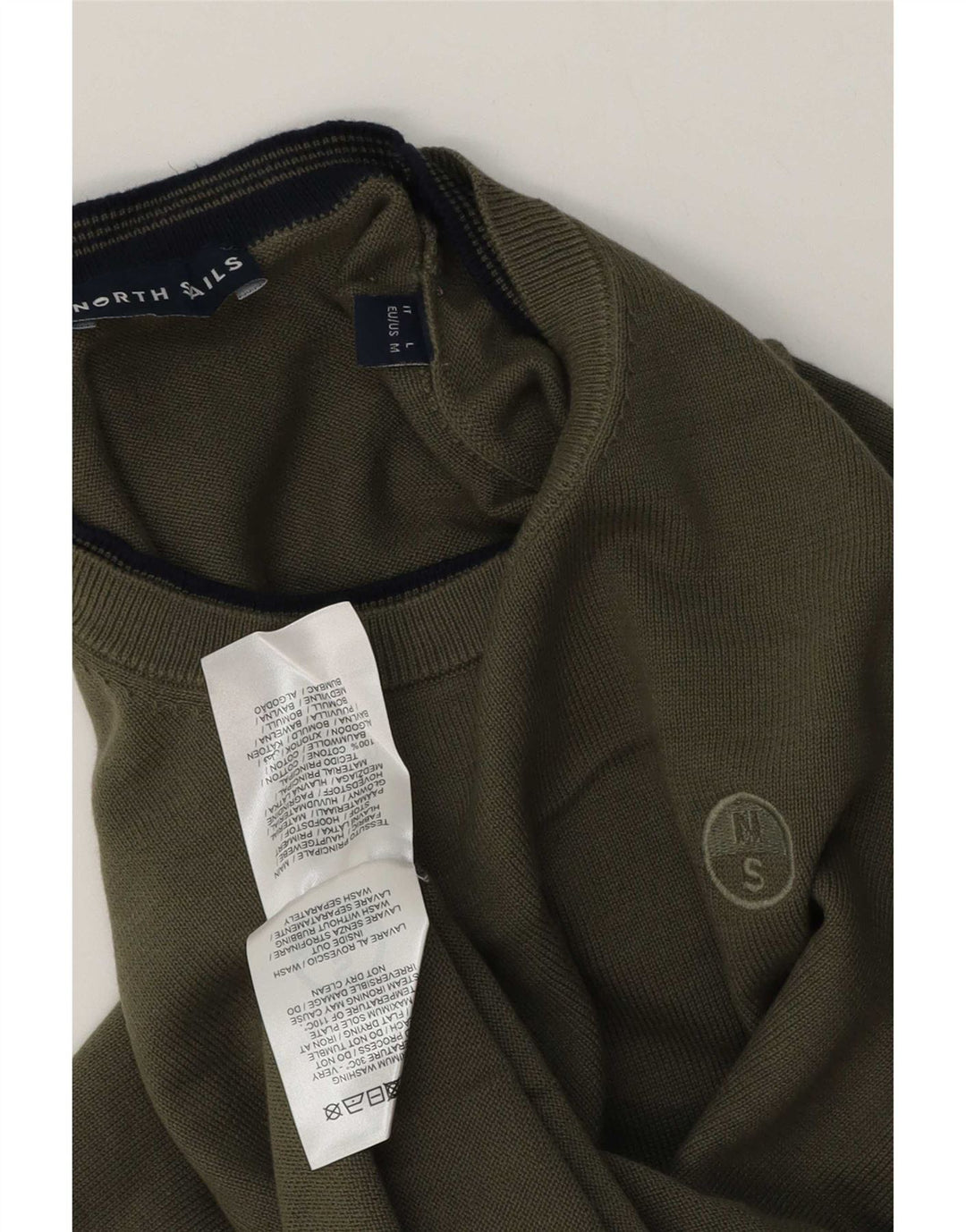 Pulover North Sails pentru bărbați, cu gât crew, bumbac mediu kaki