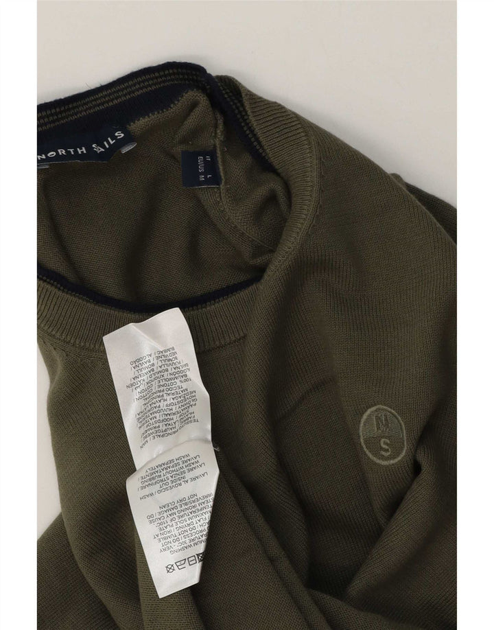 Pulover North Sails pentru bărbați, cu gât crew, bumbac mediu kaki