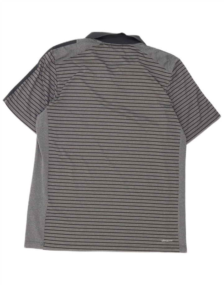 Tricou polo Adidas Climacool pentru bărbați XL poliester cu dungi gri