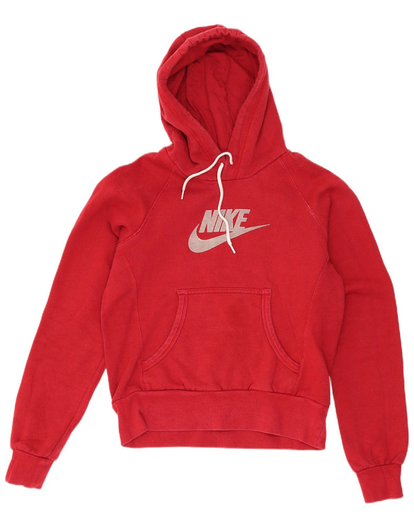 Pulover Nike Graphic Crop Hoodie pentru femei UK 8/10 Bumbac roșu mic