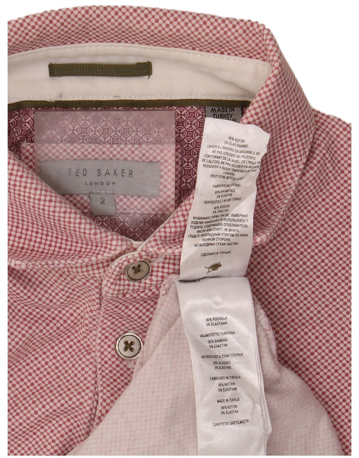 Tricou polo pentru bărbați Ted Baker, mărimea 2, bumbac cu pete roz, mic