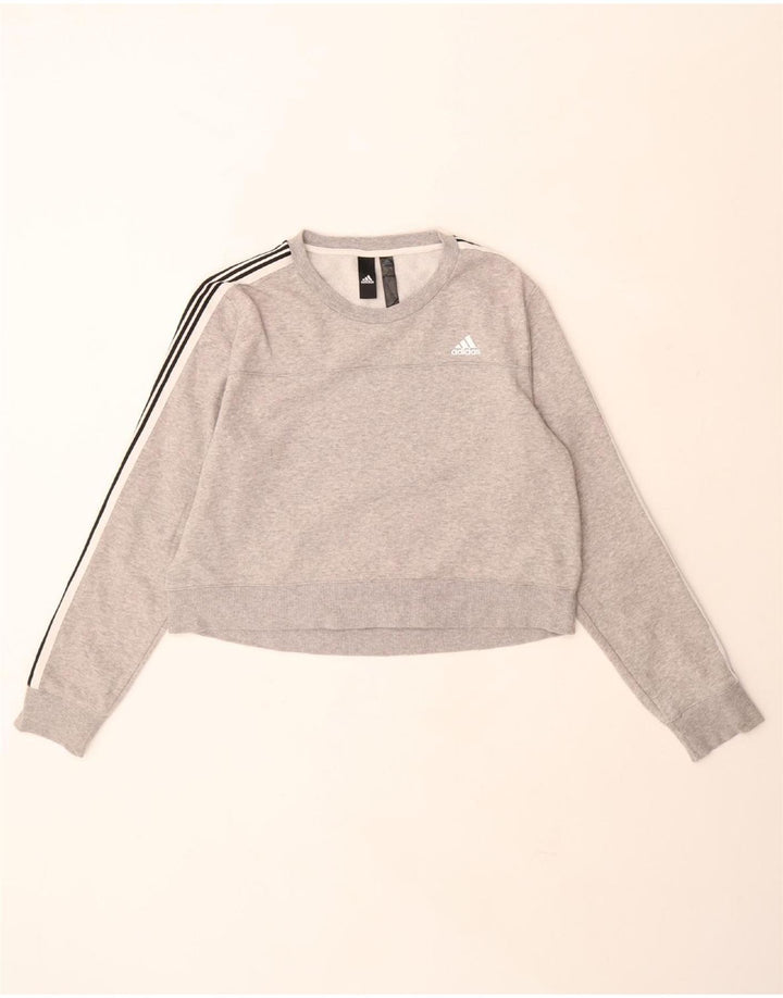 Pulover crop ADIDAS pentru femei UK 12/14, bumbac cu pete gri mediu