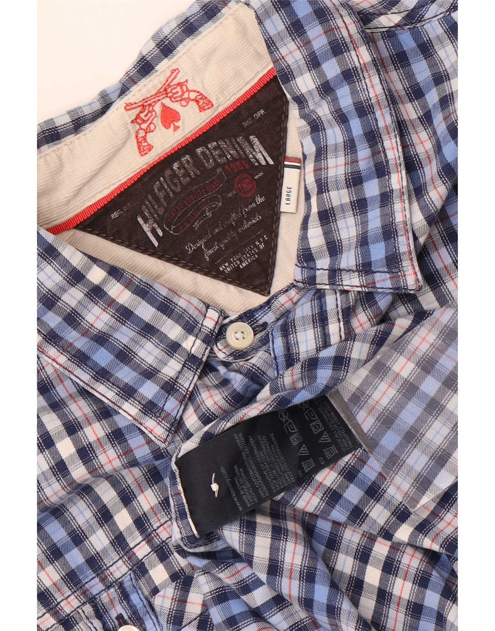 Cămașă de flanel pentru bărbați Tommy Hilfiger, mare, albastru, din bumbac