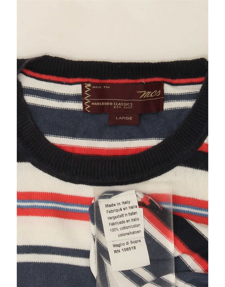 Pulover Marlboro Classics pentru bărbați, cu gât crew, cu dungi mari, multicolore