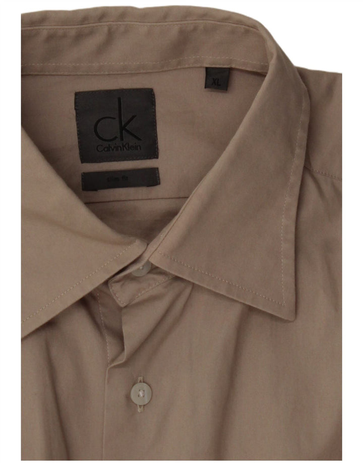 Cămașă pentru bărbați CALVIN KLEIN Slim Fit XL Bej